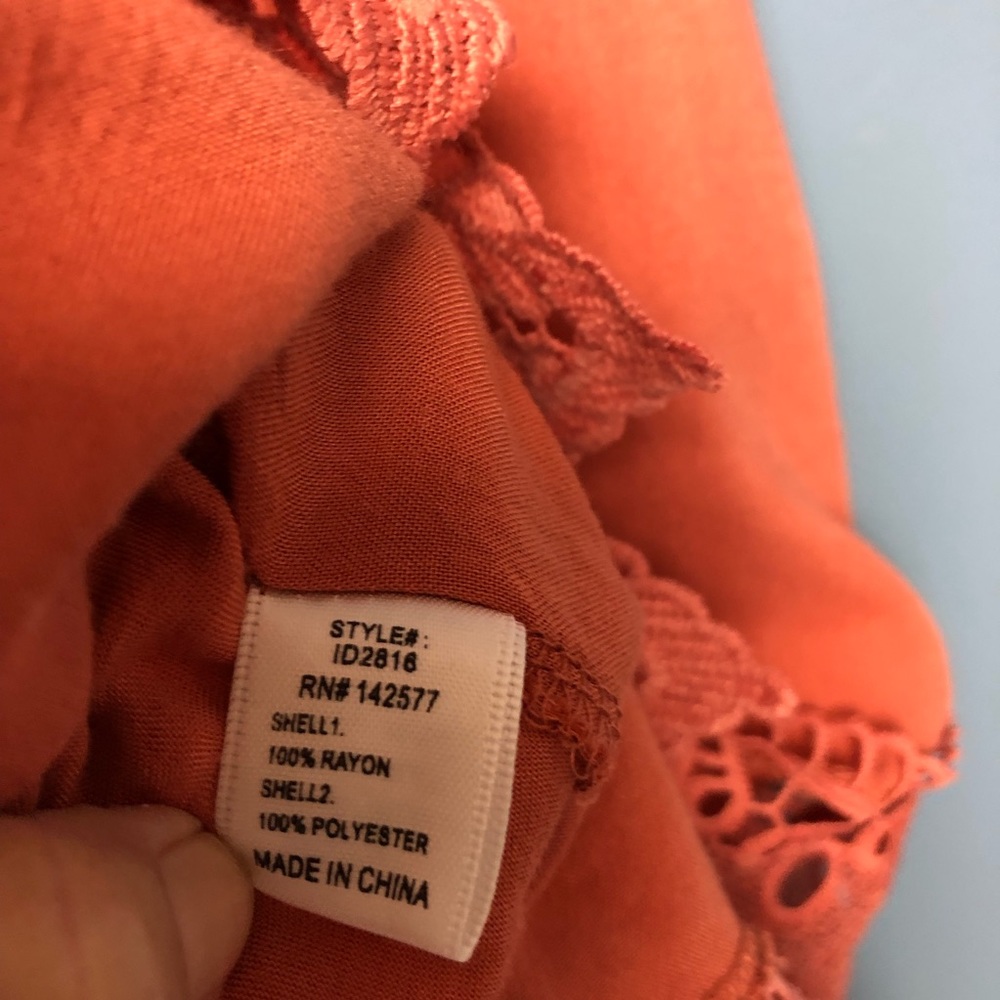 Iris Orange Tunic/Top Lace Detail Size Small - Picture 7 of 7